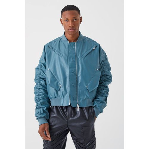 Bomber ample froncé en simili - Boohooman - Modalova