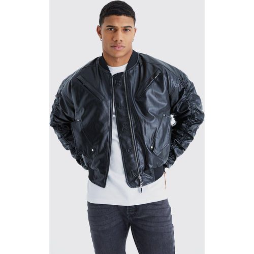 Bomber ample froncé en simili - Boohooman - Modalova