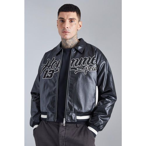 Bomber universitaire ample en simili - Boohooman - Modalova