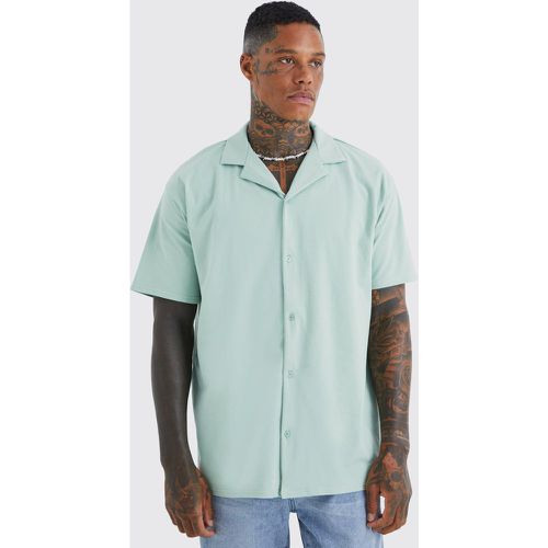 Chemise oversize côtelée à manches courtes - Boohooman - Modalova