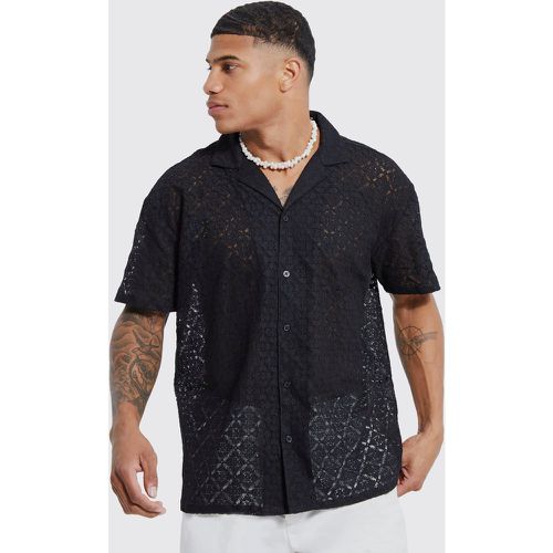 Chemise oversize en dentelle à manches courtes - Boohooman - Modalova