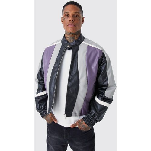 Veste de moto ample en simili à col montant - Boohooman - Modalova