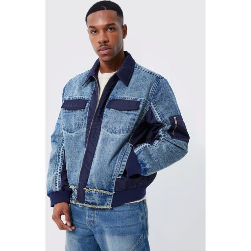 Veste oversize en denim et nylon - Boohooman - Modalova