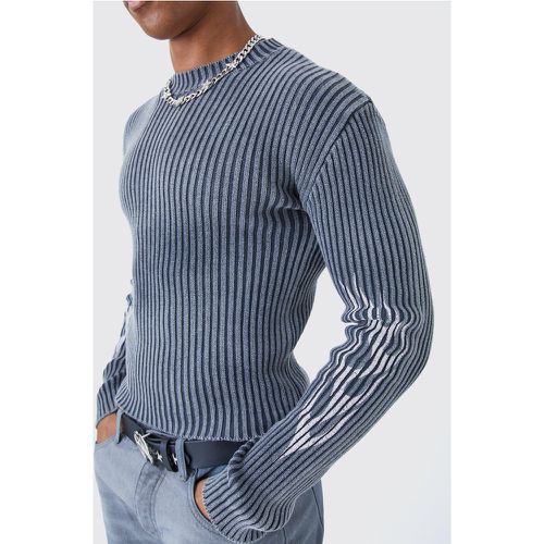 Pull moulant en maille côtelée délavée - Boohooman - Modalova