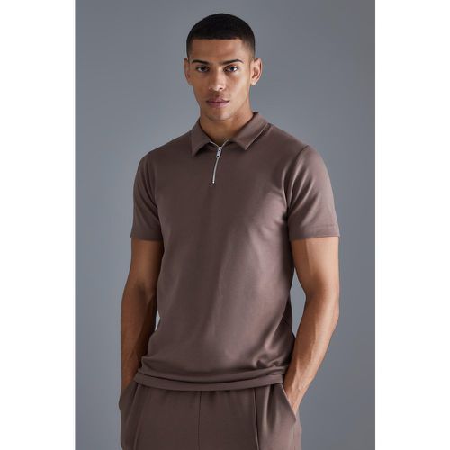 Polo cintré zippé à manches courtes - Boohooman - Modalova