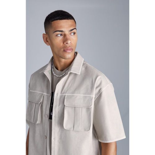 Chemise oversize délavée en simili - Boohooman - Modalova