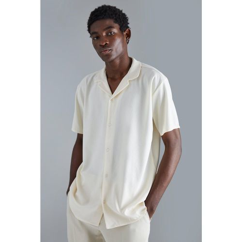 Chemise oversize côtelée à manches courtes - Boohooman - Modalova