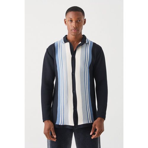 Chemise color block en maille à manches longues - Boohooman - Modalova