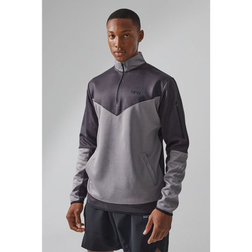 Top de sport color block à col zippé - Active - Boohooman - Modalova