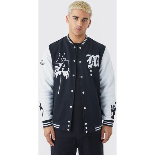 Bomber universitaire en jersey Los Angeles - Boohooman - Modalova