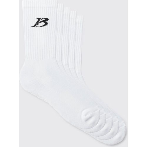 Lot de 5 paires de chaussettes à logo B - Boohooman - Modalova