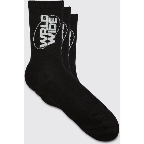 Lot de 3 paires de chaussettes à logo Worldwide - Boohooman - Modalova