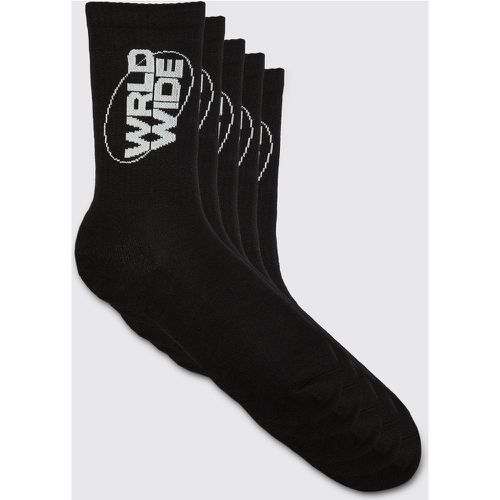 Lot de 5 paires de chaussettes à logo Worldwide - Boohooman - Modalova