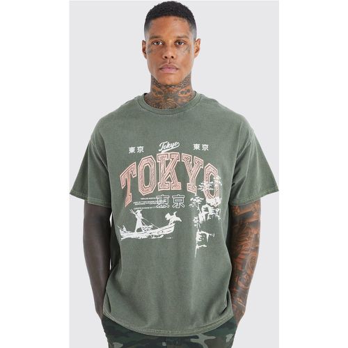 T-shirt oversize imprimé Tokyo - Boohooman - Modalova