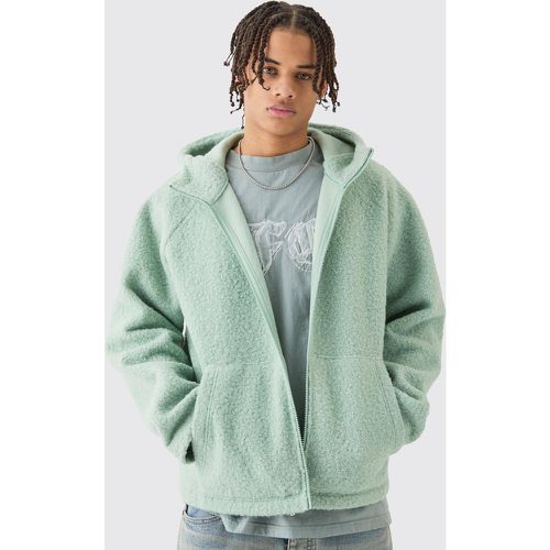 Oversized Boxy Boucle Borg Zip Thru Hoodie - Boohooman - Modalova