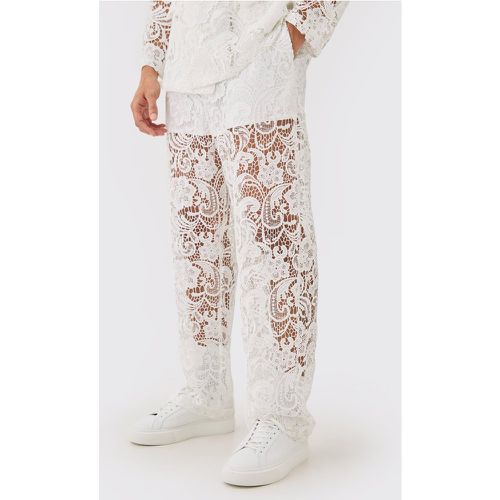 Relaxed Fit Lace Suit Trouser - Boohooman - Modalova