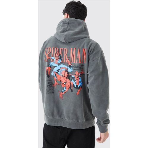 Oversized Spiderman Marvel Wash License Hoodie - Boohooman - Modalova