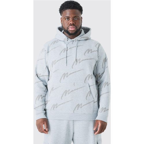 Plus Man Signature All Over Print Hoodie - - XXXL - Boohooman - Modalova