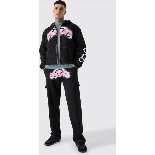 Tall Boxy Worldwide Graffiti Cargo Tracksuit - Boohooman - Modalova