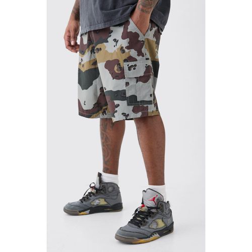 Plus Fixed Waist Camo Twill Cargo Short - Boohooman - Modalova