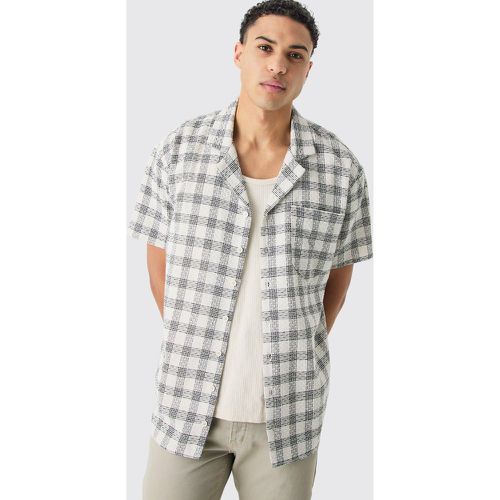 Oversized Textured Contrast Check Shirt - Boohooman - Modalova