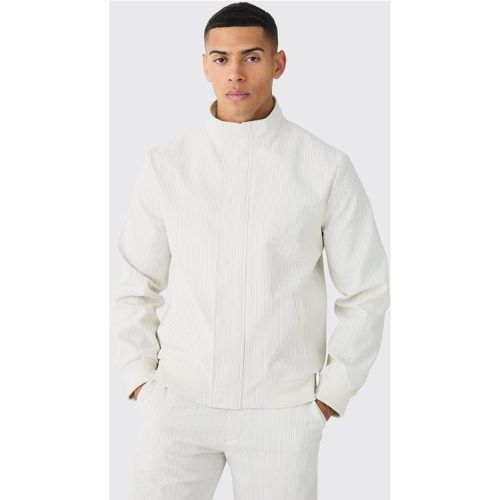 Stripe Seersucker Funnel Neck Smart Jacket - Boohooman - Modalova