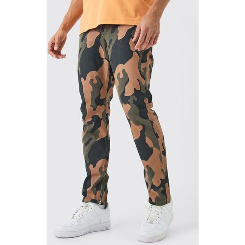 Slim Rigid Camo Zip Hem Jeans - - 36R - Boohooman - Modalova