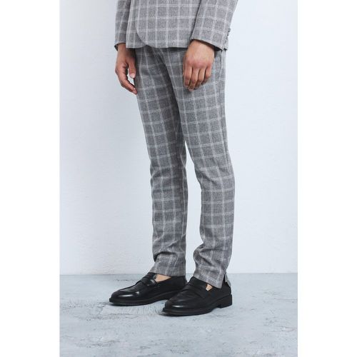 Herringbone Check Zip Hem Skinny Trousers - Boohooman - Modalova