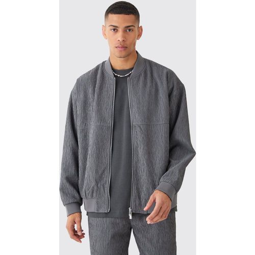 Textured Satin Smart Bomber Jacket - Boohooman - Modalova