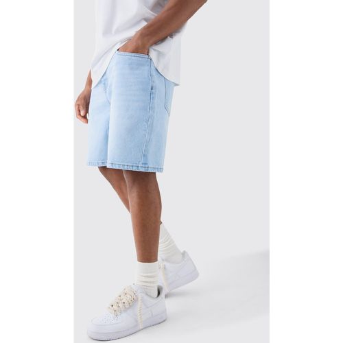 Relaxed Rigid Denim Shorts In Ice Blue - Boohooman - Modalova