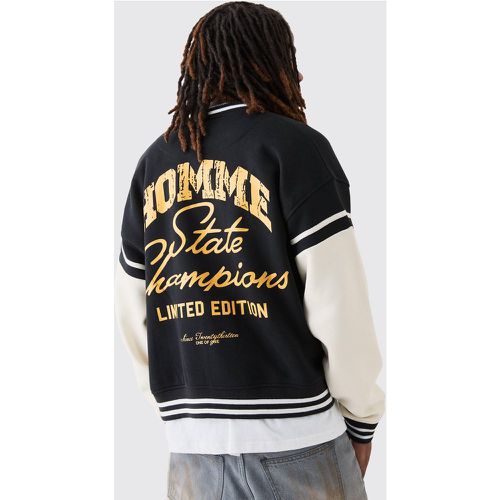 Boxy Embroidered Jersey Varsity Jacket - Boohooman - Modalova