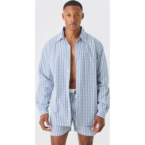 Long Sleeve Oversized Tab Stripe Shirt - Boohooman - Modalova