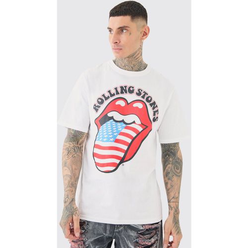 Tall Oversized Rolling Stones License T-shirt White - Boohooman - Modalova