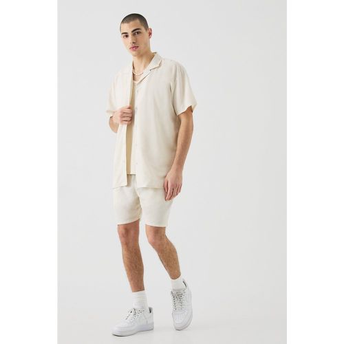 Short Sleeve Oversized Linen Shirt & Short - Boohooman - Modalova