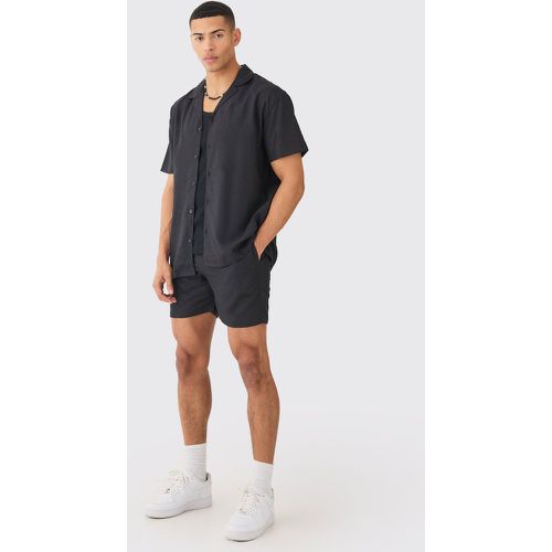 Short Sleeve Oversized Linen Shirt & Short - Boohooman - Modalova