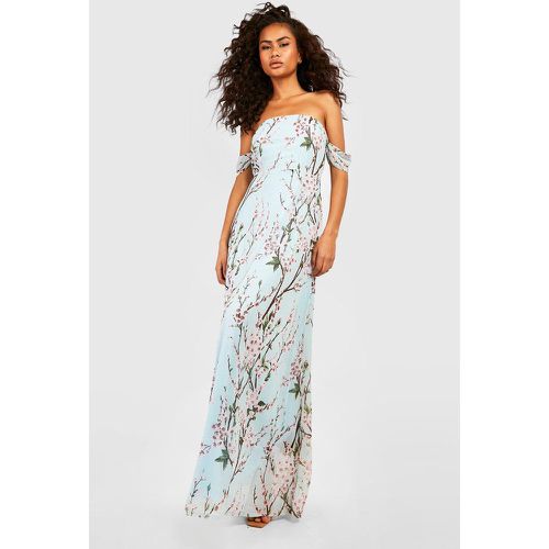 Robe Longue À Épaules Tombantes Et Imprimé Fleuri - boohoo - Modalova