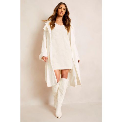 Robe Pull À Col V - Blanc Écru - S, Blanc Écru - boohoo - Modalova