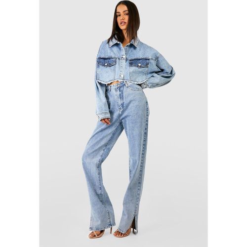 Jean Droit Fendu Taille Haute - boohoo - Modalova