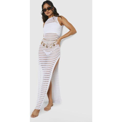 Robe De Plage Longue En Crochet À Dos Nu - boohoo - Modalova