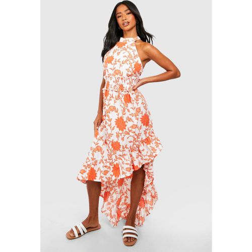 Petite" - Robe Longue Fleurie Froncée - boohoo - Modalova