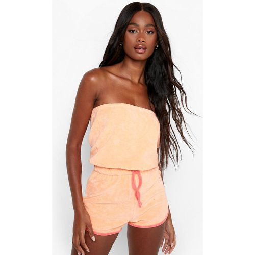 Combishort De Plage Style Bandeau En Maille Éponge - boohoo - Modalova