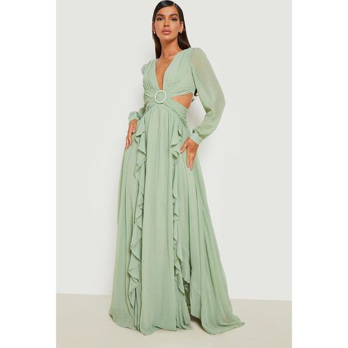 Robe Longue En Mousseline De Soie À Volants - boohoo - Modalova