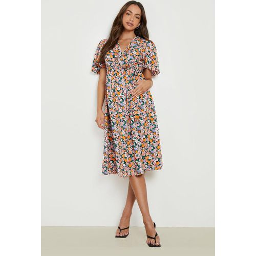 Maternité - Robe De Grossesse Portefeuille À Imprimé Fleuri - boohoo - Modalova