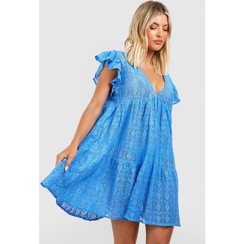 Robe De Plage En Dentelle À Volants - boohoo - Modalova