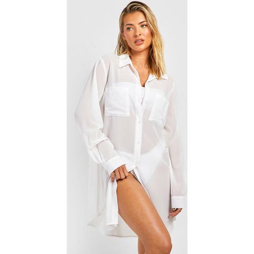 Chemise De Plage Longue En Mousseline De Soie - boohoo - Modalova