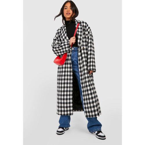 Petite" - Manteau Bouclé À Imprimé Pied-De-Poule - boohoo - Modalova