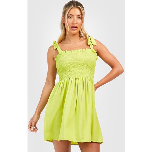 Robe Patineuse Froncée Nouée - boohoo - Modalova