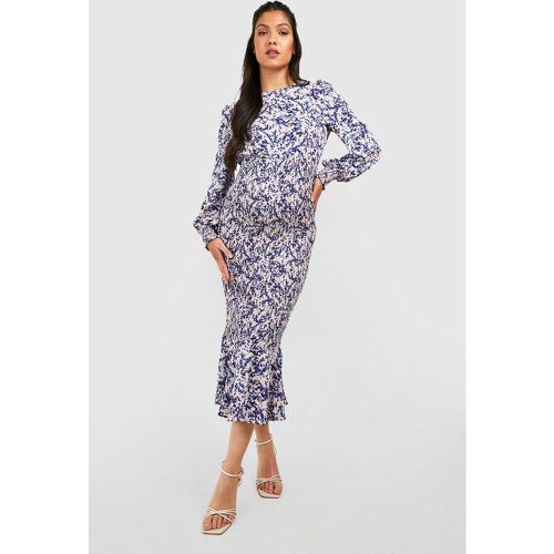 Maternité - Robe De Grossesse Mi-Longue Froncée Fleurie - boohoo - Modalova