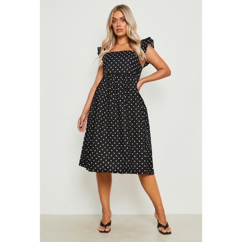 Grande Taille - Robe Mi-Longue En Coton À Imprimé Pois - boohoo - Modalova