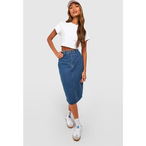 Jupe Mi-Longue Taille Haute En Jean Stretch - boohoo - Modalova